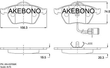 Akebono AN-4370WKE - Тормозные колодки, дисковые, комплект abcparts.ee