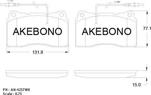 Akebono AN-4257WK - Тормозные колодки, дисковые, комплект abcparts.ee