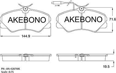 Akebono AN-4207WKE - Тормозные колодки, дисковые, комплект abcparts.ee
