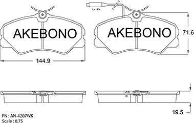 Akebono AN-4207WK - Тормозные колодки, дисковые, комплект abcparts.ee