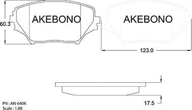 Akebono AN-640K - Тормозные колодки, дисковые, комплект abcparts.ee