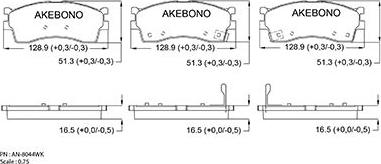 Akebono AN-8044WK - Тормозные колодки, дисковые, комплект abcparts.ee