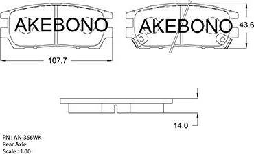 Akebono AN-366WK - Тормозные колодки, дисковые, комплект abcparts.ee