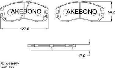 Akebono AN-295WK - Тормозные колодки, дисковые, комплект abcparts.ee
