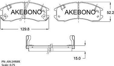 Akebono AN-249WK - Тормозные колодки, дисковые, комплект abcparts.ee
