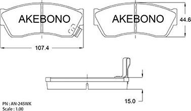 Akebono AN-245WKE - Тормозные колодки, дисковые, комплект abcparts.ee