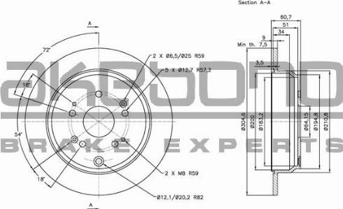 Akebono BN-0644 - Тормозной диск abcparts.ee