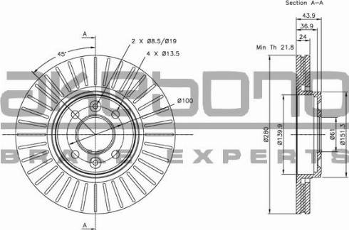 Akebono BN-0094E - Тормозной диск abcparts.ee