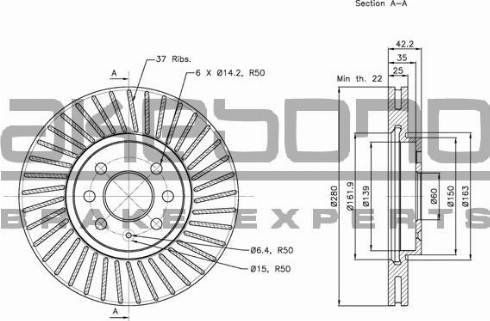 Akebono BN-0122 - Тормозной диск abcparts.ee