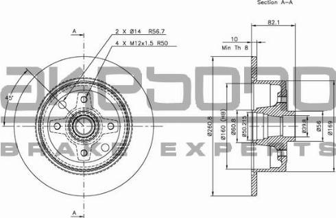 Akebono BN-0830E - Тормозной диск abcparts.ee