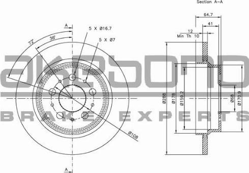 Akebono BN-0312E - Тормозной диск abcparts.ee