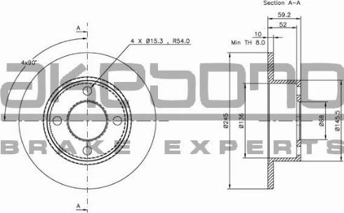 Akebono BN-0229E - Тормозной диск abcparts.ee