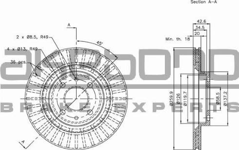 Akebono BN-1099 - Тормозной диск abcparts.ee