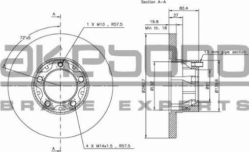 Akebono BN-1043E - Тормозной диск abcparts.ee
