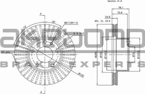 Akebono BN-1261E - Тормозной диск abcparts.ee