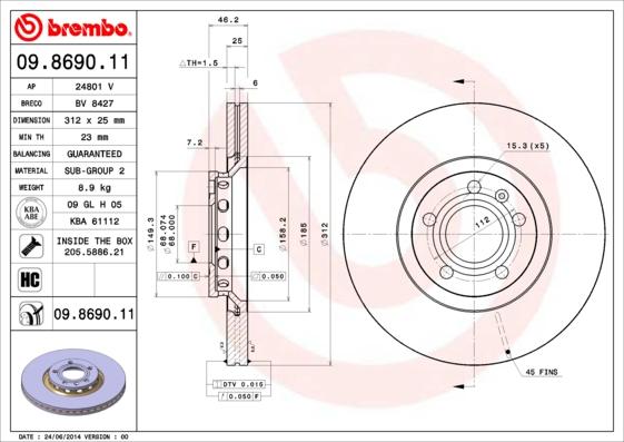 AP 24801 V - Тормозной диск abcparts.ee