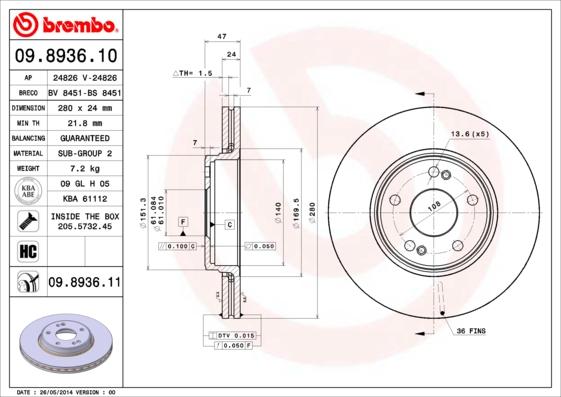 AP 24826 - Тормозной диск abcparts.ee