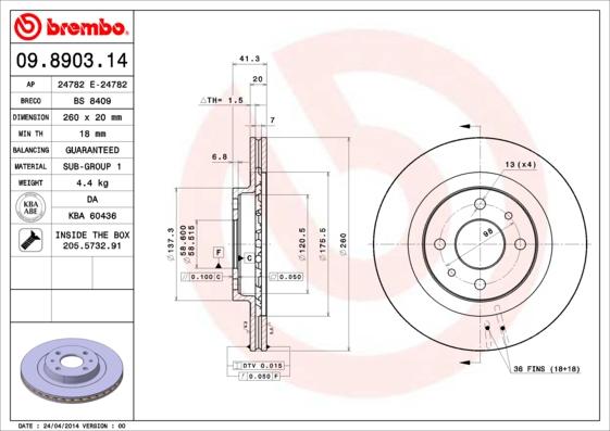 AP 24782 E - Тормозной диск abcparts.ee