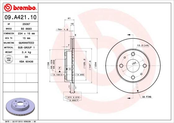 AP 25087 - Тормозной диск abcparts.ee