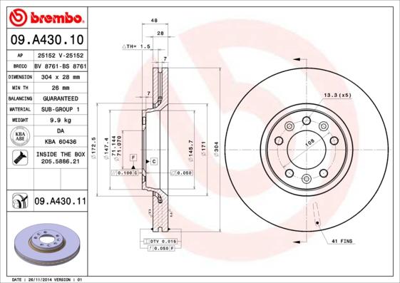 AP 25152 - Тормозной диск abcparts.ee