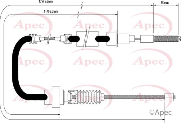 APEC CAB1527 - Тросик, cтояночный тормоз abcparts.ee