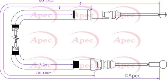 APEC CAB1812 - Тросик, cтояночный тормоз abcparts.ee