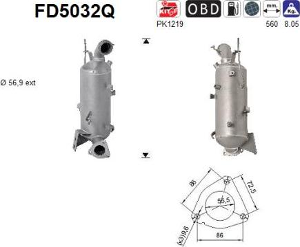 AS FD5032Q - Сажевый / частичный фильтр, система выхлопа ОГ abcparts.ee