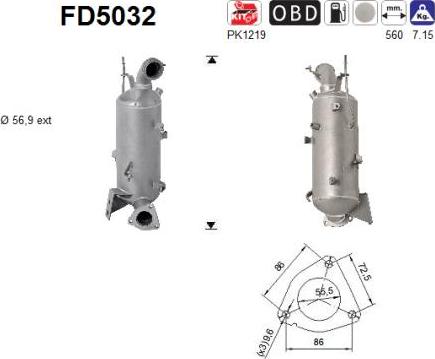 AS FD5032 - Сажевый / частичный фильтр, система выхлопа ОГ abcparts.ee