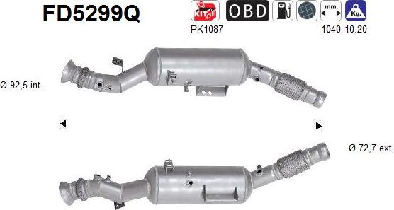 AS FD5299Q - Сажевый / частичный фильтр, система выхлопа ОГ abcparts.ee