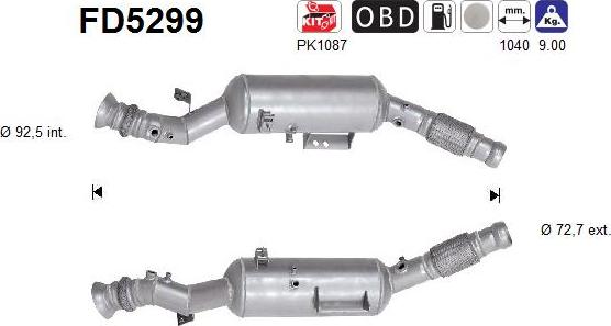 AS FD5299 - Сажевый / частичный фильтр, система выхлопа ОГ abcparts.ee