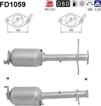 AS FD1059 - Сажевый / частичный фильтр, система выхлопа ОГ abcparts.ee