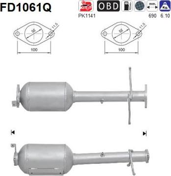 AS FD1061Q - Сажевый / частичный фильтр, система выхлопа ОГ abcparts.ee