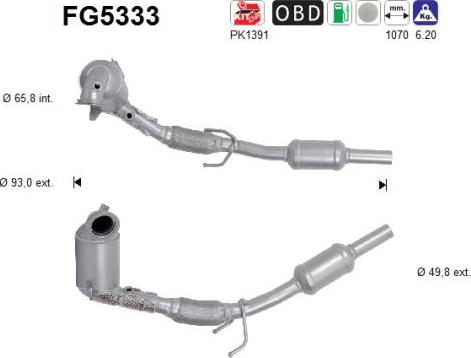 AS FG5333 - Сажевый / частичный фильтр, система выхлопа ОГ abcparts.ee