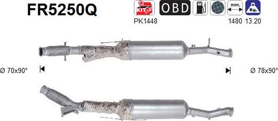 AS FR5250Q - Сажевый / частичный фильтр, система выхлопа ОГ abcparts.ee