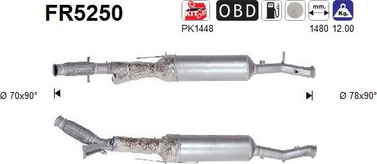 AS FR5250 - Сажевый / частичный фильтр, система выхлопа ОГ abcparts.ee