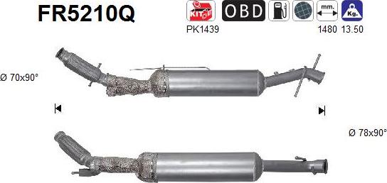 AS FR5210Q - Сажевый / частичный фильтр, система выхлопа ОГ abcparts.ee