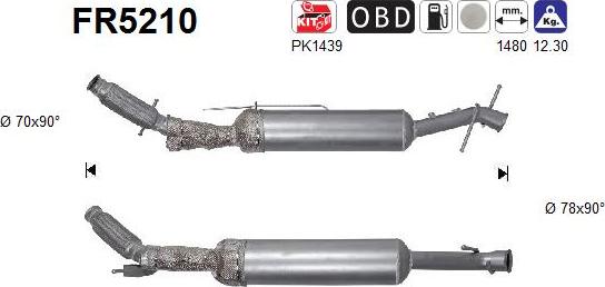 AS FR5210 - Сажевый / частичный фильтр, система выхлопа ОГ abcparts.ee