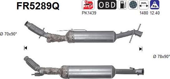 AS FR5289Q - Сажевый / частичный фильтр, система выхлопа ОГ abcparts.ee