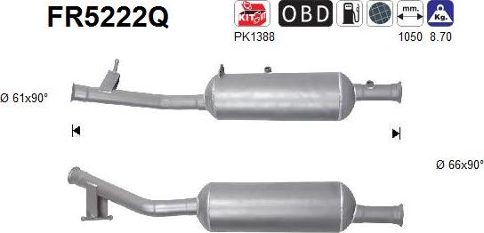 AS FR5222Q - Сажевый / частичный фильтр, система выхлопа ОГ abcparts.ee