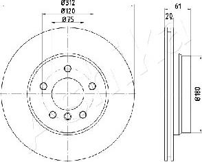 Ashika 61-00-0108 - Тормозной диск abcparts.ee