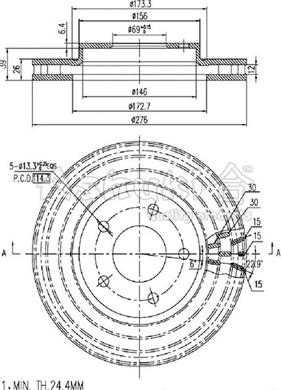 Ashuki C652-45 - Тормозной диск abcparts.ee