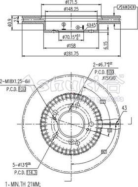 Ashuki H037-70 - Тормозной диск abcparts.ee