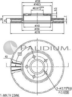 Ashuki P330-013 - Тормозной диск abcparts.ee