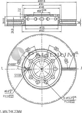 Ashuki P330-024 - Тормозной диск abcparts.ee