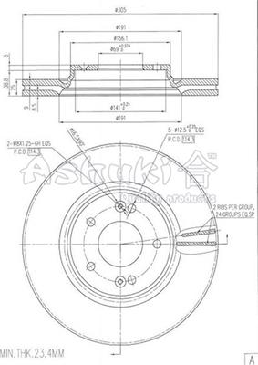 Ashuki Y089-68 - Тормозной диск abcparts.ee