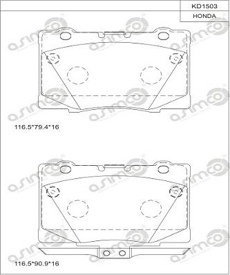 Asimco KD1503 - Тормозные колодки, дисковые, комплект abcparts.ee