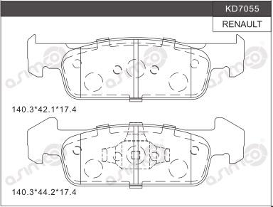 Asimco KD7055 - Тормозные колодки, дисковые, комплект abcparts.ee