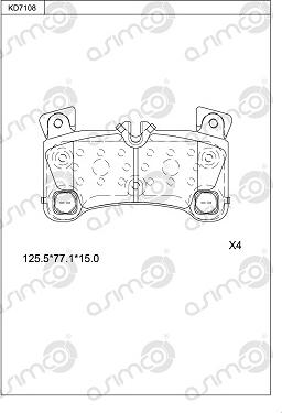 Asimco KD7108 - Тормозные колодки, дисковые, комплект abcparts.ee