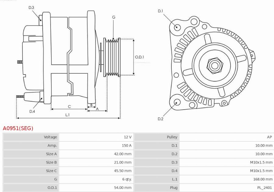 AS-PL A0951(SEG) - Генератор abcparts.ee