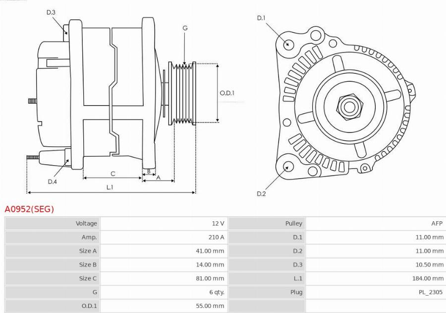AS-PL A0952(SEG) - Генератор abcparts.ee